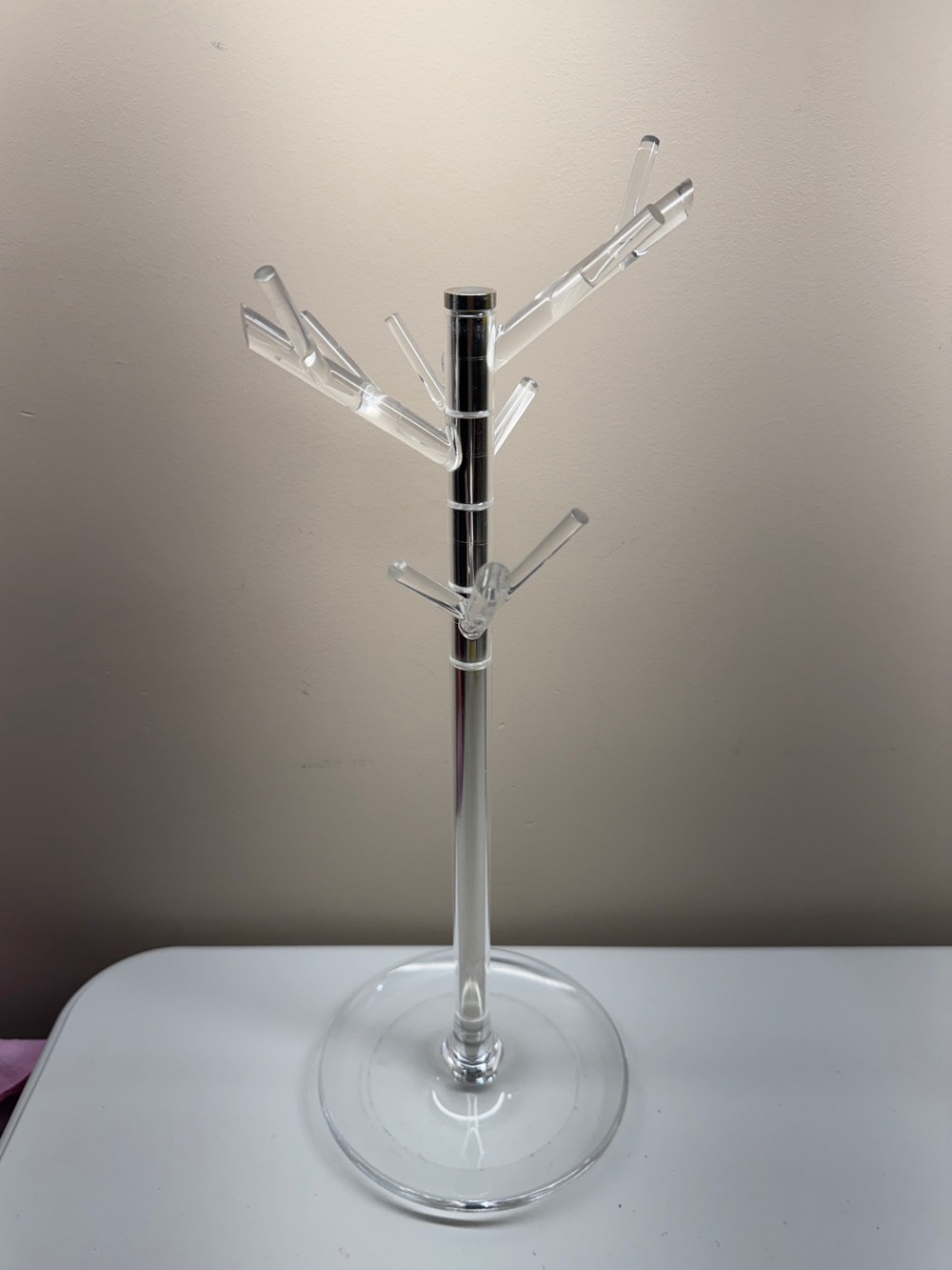 Umbra Icelet Acrylic Jewelry Tree Stand Clear 15” Tall With Ring Dish organizer